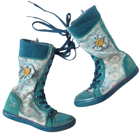 Naartjie Fabric Tall Floral Girls Boots Size 13 - Picture 1 of 5